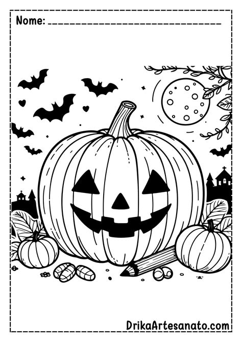 50 Desenhos de Abóbora de Halloween para Colorir Grátis em PDF