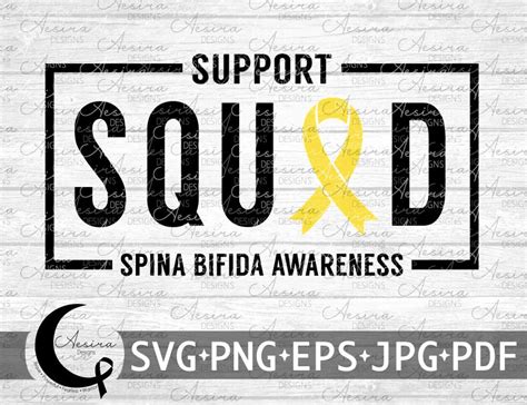 Spina Bifida Support Squad Ribbon Svg Spina Bifida Awareness Ribbon