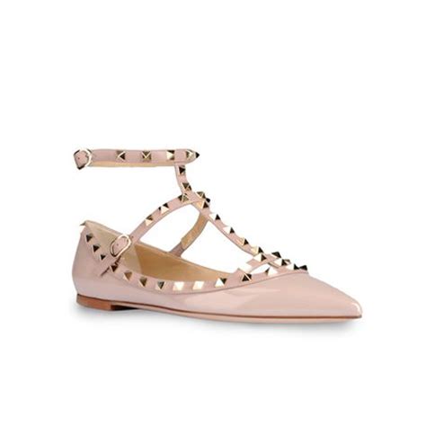 New Website For Your Fashion Valentino Rockstud Ballerina Flat Nude Patent