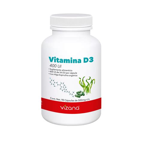 Vitamina D3 400 UI Con Alga Espirulina Organica En Capsulas Vizana