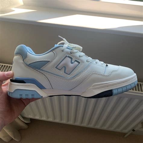 New Balance Men's Blue and White Trainers | Depop