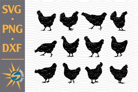 Distressed Chicken SVG PNG DXF Digital Files Include