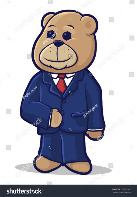 Cartoon Teddy Bear Wearing Business Suitbusiness Stock Vector