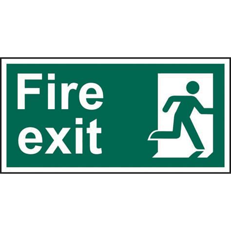 Fire Exit Running Man Right Sign Non Adhesive Rigid 1mm Pvc Board 600mm X 200mm Rsis