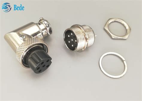 Silver Plated Aviation Connector Plug gx16 6 Pins Male And Elbow Female ...