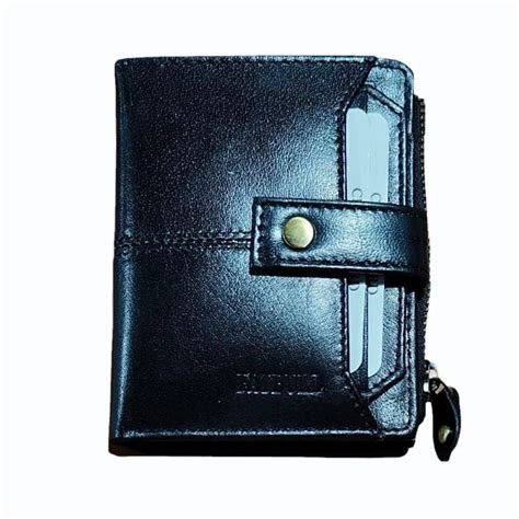 Male Button Rectangular Black Men Leather Wallet Card Slots At Rs