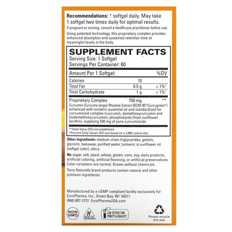 Terry Naturally Curamed Superior Absorption Curcumin Mg Softgels