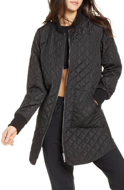 Zella Longline Quilted Bomber Jacket Nordstrom