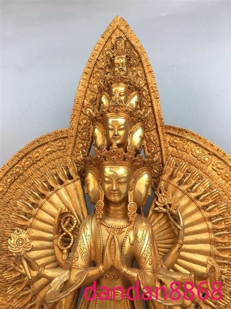 Tibet Bronze K Gold Gilt Avalokitesvara Hands Kwan Yin Tara