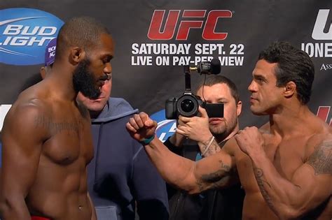 Jon Jones Vs Vitor Belfort Staredown Pic From UFC 152 Weigh Ins