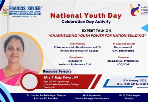 National Youth Day Celebration Day Activity News And Events Francis