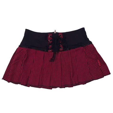 Y2k Vintage Red Pleated Goth Grunge Emo Mini Skirt Depop