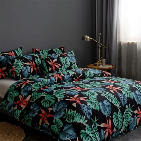 Tropical Bedding Rainforest Duvet Cover King Size Green Plant Etsy