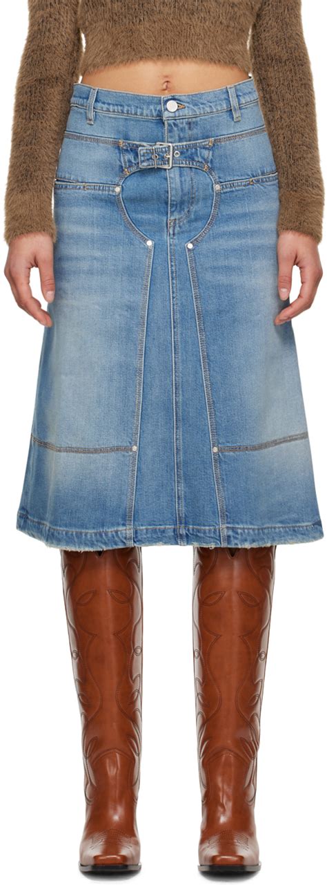 Stella Mccartney Blue Vintage Denim Midi Skirt Stella Mccartney