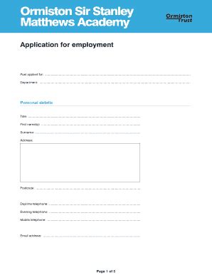 Fillable Online Tes Co Application For Employment The TES Tes Co