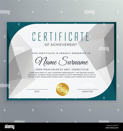 Creative Simple Certificate Design Template With Abstract Shape Stock