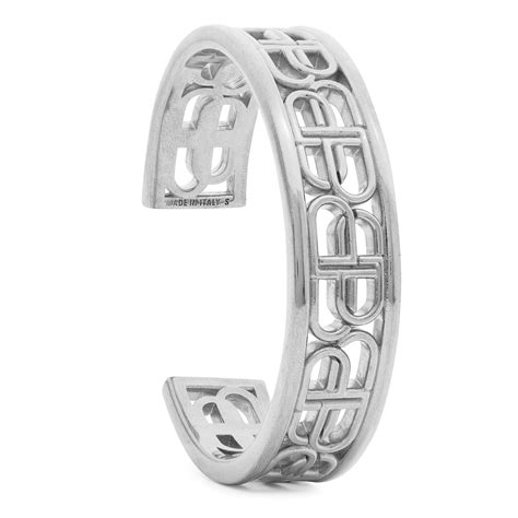 Balenciaga Bb Cuff Bracelet Silver 0668 Watchshop