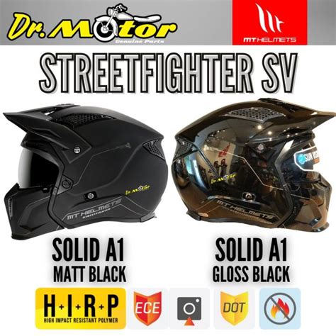 NEW MT HELMETS STREETFIGHTER SV SOLID A1 MATT BLACK GLOSS HITAM STREET