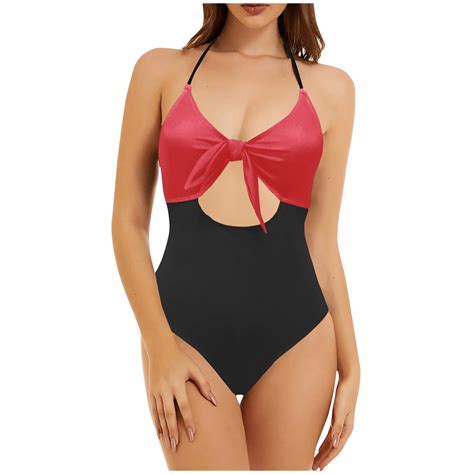 Buigttklop Women S Ribbed One Piece Swimsuit Tummy Control High Cut