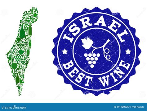 Composi O Do Mapa Do Vinho Da Uva De Israel E Do Melhor Selo Do Grunge