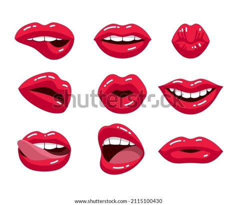 Sexy Female Lips Red Lipstick Cartoon Stock Vector Royalty Free