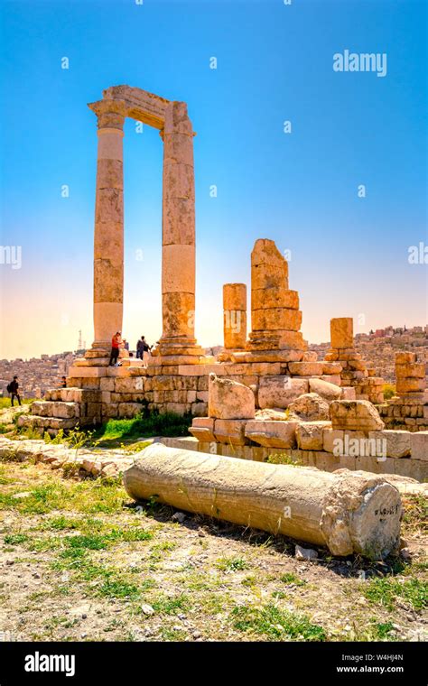 Temple of Hercules at Amman Citadel in Amman, Jordan Stock Photo - Alamy