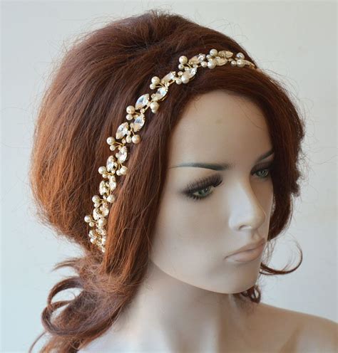 Bridal Headband Crystal And Pearls Wedding Headpiece For Bride