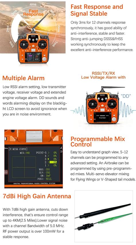 Radiolink At10ii 2 4ghz 12 Channel Rc Transmitter And Receiver R12ds