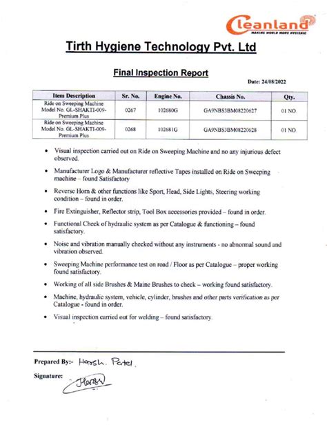 Final Inspection Report | PDF