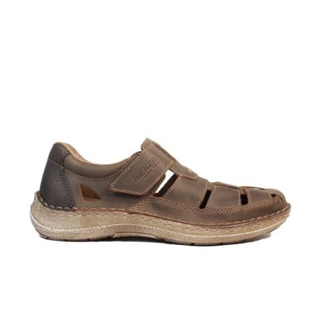 Rieker Tabak Brown Leather Mens Fisherman Sandals Mens