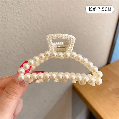Корейские пластиковые заколки-крабы с жемчугом для женщин | AliExpress