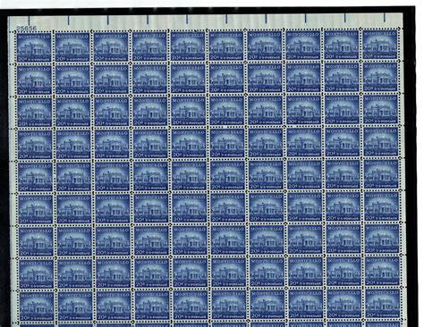 SCOTT 1047 20C STAMP MONTICELLO SHEET OF 100 MNH OG EXCELLENT SHEET EBay