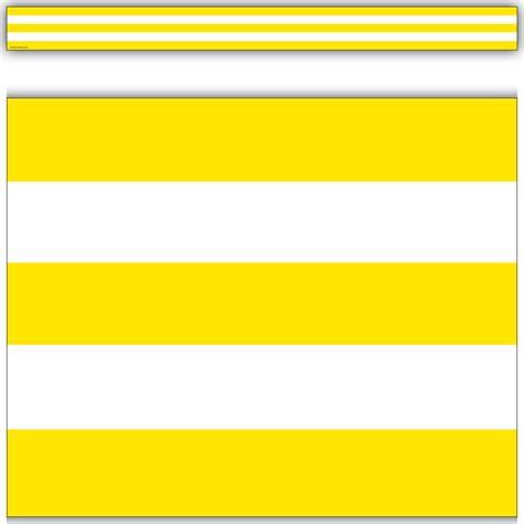 Yellow & White Stripes Straight Border Trim - TCR5290 | Teacher Created ...