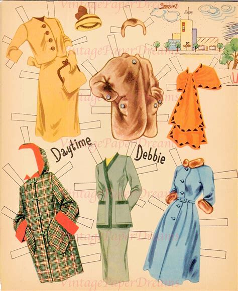 Vintage Paper Doll Printable Pdf Debbie Reynolds Paper Doll 50s 1950s