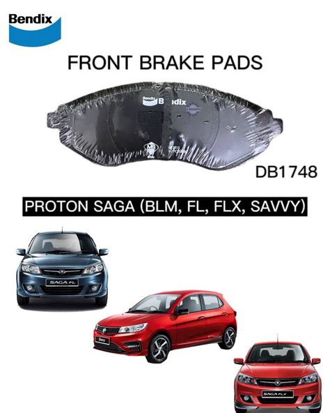 Proton Saga BLM FLX FL SAVVY Front Brake Pad Bendix DB1748