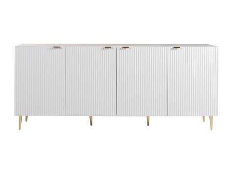 Credenza Con 4 Ante In MDF E Acciaio Bianco E Dorato YESINIA