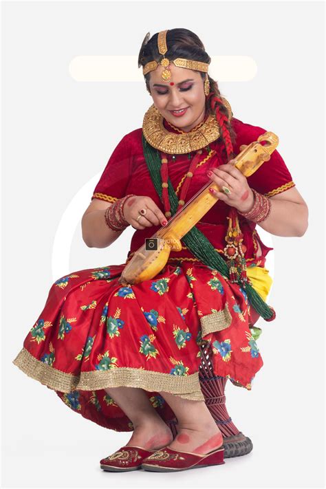 A Joyful Excited Woman Performing Arbajo Instrument Photos Nepal