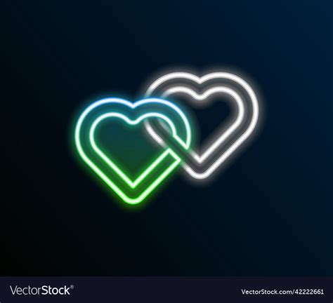 Glowing Neon Line Two Linked Hearts Icon Isolated Vector Image