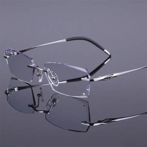 Brand Men Pure Titanium Rimless Eyeglasses Frames Brand Myopia Glasses Frame For Male Grey