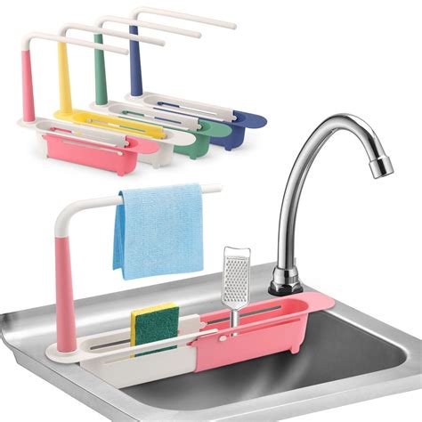 Telescopic Sink Storage Drain Rack Holder Expandable Drain Basket For