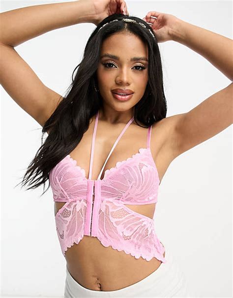 Asos Design Festival Bralette Van Vlinderkant In Roze Asos