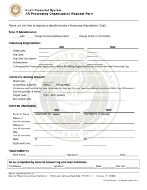 Fillable Online Hawaii AR Processing Organization Request Form