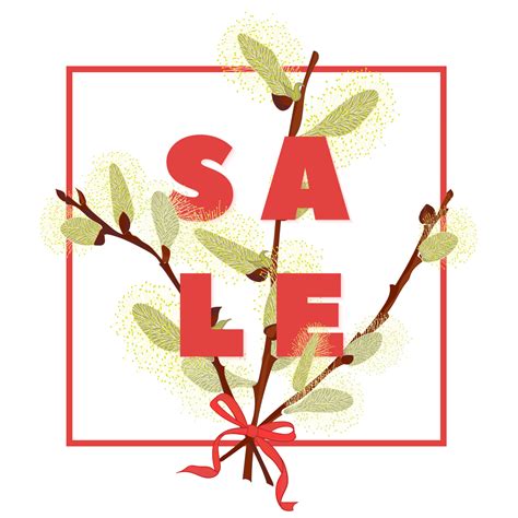 Floral Pussy Willow Hand Drawn Colored Card Modern Typography With