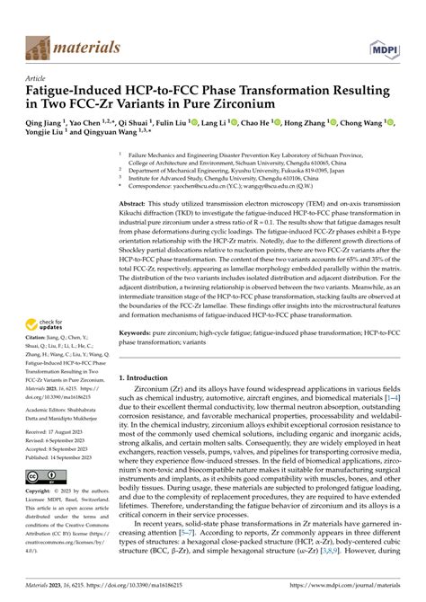 Pdf Fatigue Induced Hcp To Fcc Phase Transformation Resulting In Two