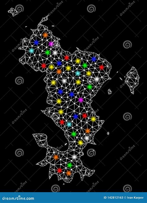 Mesh Carcass Map De Ilhas De Mayotte Os Pontos Claros Coloridos