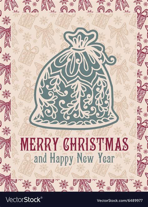 Merry christmas lettering congratulations card Vector Image