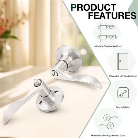 1 Pack Privacy Door Levers Brushed Nickel Lever Door Handles Interior For Bedroom