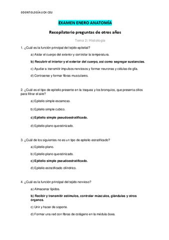 EXAMEN ENERO RECOPILACION CORREGIDO TEST ANATOMIA Pdf