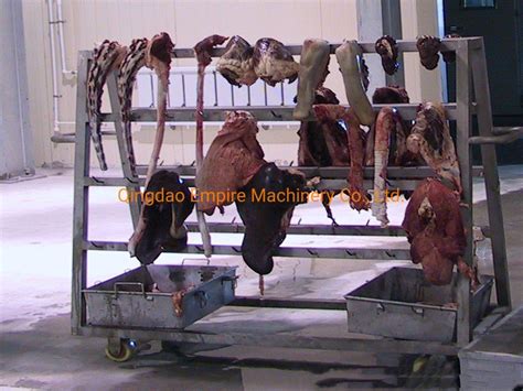 Head And Red Viscera Transfer Trolley Slaughter For Cattle Slaughter