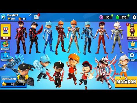 KOMPILASI DAPAT SEMUA JENIS SKIN BOBOIBOY DI GAME STUMBLE GUYS YouTube